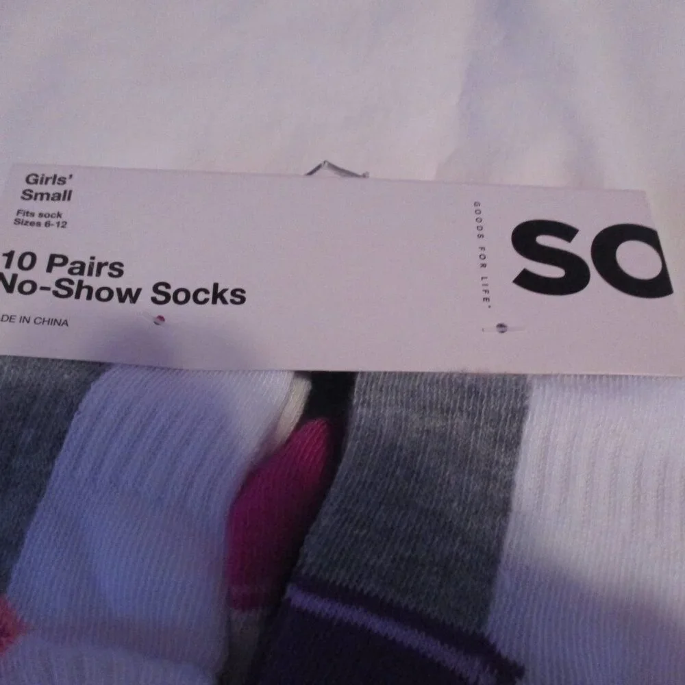 Kohl's Girl's SO 10-Pack No Show Socks Girls Small Size 6-12